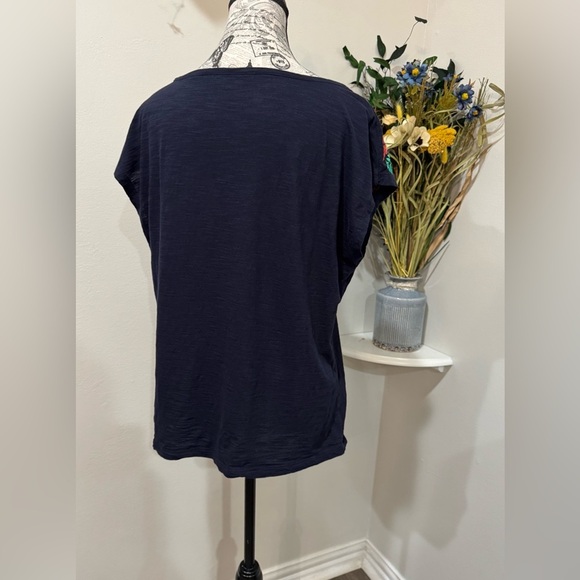 Talbots Floral Embroidered dark Blue Sleevless Top size Large - Picture 5 of 8